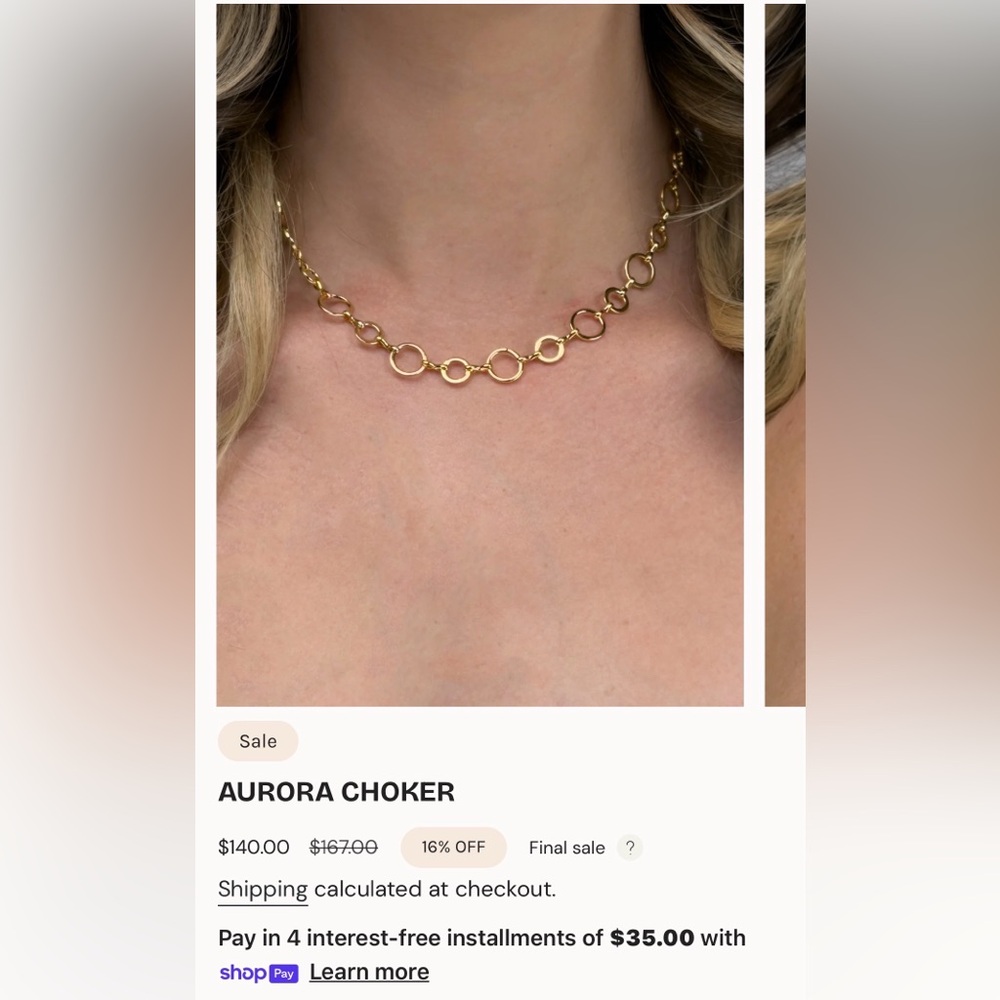 18K Gold, Triple Plated Gold Circle Choker Necklace